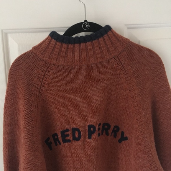 Men’s Fred Perry Rust & Navy Blue Sweater Small - Picture 5 of 7